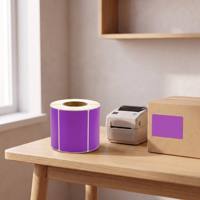 Rouleau d'étiquettes thermiques violettes résistantes aux rayures 60*40mm, autocollantes, pour étiquettes de date de cuisine et de restauration