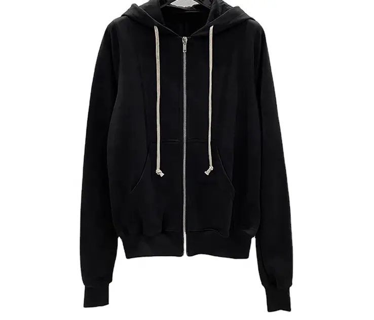 Oem Thời Trang Dạo Phố Chất lượng cao áo tùy chỉnh nhãn biểu tượng Dây Kéo Màu Đen Zip Up Hoodie Thời Trang 100% cotton áo khoác thể thao cho nam giới