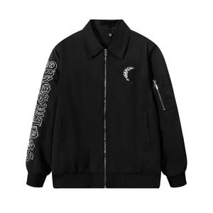 Blouson bomber streetwear de luxe transfrontalier, tendance, Chrome Hearts, best-seller, avec motif cœur brodé sanskrit, fermeture éclair - Product Image 1
