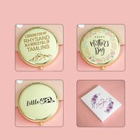 Vente en gros Miroir de maquillage portable double face en métal Miroir compact Miroir cosmétique pliable rond de haute qualité