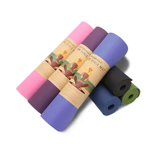 6毫米定制印花高品质环保单双色瑜伽折叠耐用瑜伽垫TPE瑜伽垫