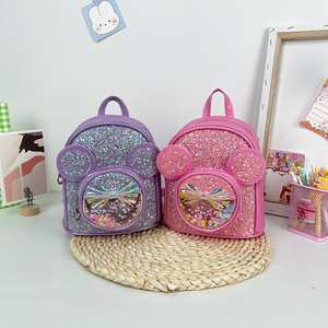 Nouveau <span class=keywords><strong>sac</strong></span> à <span class=keywords><strong>dos</strong></span> pour enfants à la mode avec un design mignon <span class=keywords><strong>Mickey</strong></span> Princess, <span class=keywords><strong>sac</strong></span> en PU à paillettes avec oreilles rondes et nœud pour filles - Product Image 6