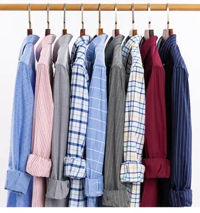 Wholesale 100% Cotton Men's Plaid Shirts Oxford Spinning Long Sleeves Plus Size Shirts Latest Factory Customized