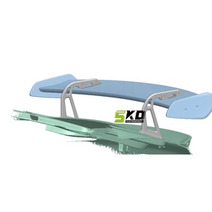 Aile de pare-chocs arrière style SK <span class=keywords><strong>GT</strong></span> Led rouge avec supports pour porsche <span class=keywords><strong>718</strong></span> Cayman 982 2016 + Aile arrière en fibre de carbone sèche Aile de becquet - Product Image 3