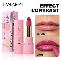HANDAIYAN Rouge à Lèvres Solide Rose Nude Diamant Mat Pailleté Teinte Lèvres Brillante Imperméable Longue Tenue Effet Nacré Scintillant Tendance
