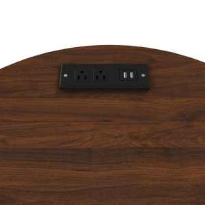 Mid Century Modern Wood Cylinder End Table Built-in Charging Station Sliding Door 2-Tier <b>Storage</b> Nightstand <b>USB</b> Ports Bedroom - Product Image 2