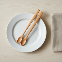 Ensemble d'ustensiles de service pour café, thé et miel, design classique, durable et écologique, cuillères à mélanger en bois à long manche