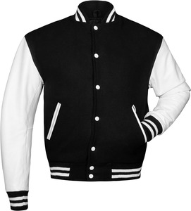 Vestes Letterman universitaires unisexes originales de style américain Printemps décontracté Polyester/coton cuir col montant coupe-vent - Product Image 3