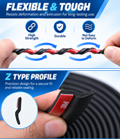 Joint d'étanchéité universel en caoutchouc EPDM de type Z pour portière de voiture, auto-adhésif, insonorisant et pare-intempéries pour montants A de véhicules automobiles, camions et VUS