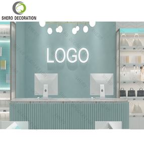 Diseño Interior de Tienda de Cosméticos de Lujo, Mueble de Exhibición Personalizado con Estantes y Logotipo LED, Mostrador de Caja para Tienda de Cosméticos - Product Image 1