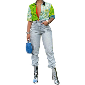 Summer New Fashion Casual Splicing <b>Patchwork</b> Color Collision Short Sleeve <b>Shirt</b> Blouse Fashion - Product Image 1