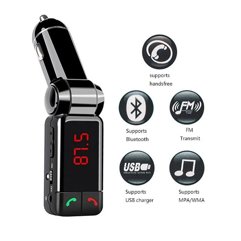 BC06 Xe BT Audio FM Transmitter Hands Miễn Phí Đa Chức Năng Sạc Nhanh USB Car Charger