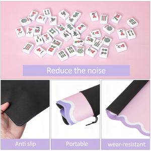 Pink Mahjong Mat (31.5” x 31.5”) with Black Carrying Bag, Anti-Slip, Noise-Reducing <b>Table</b> Cover <b>for</b> Mahjong, Poker, <b>Board</b> <b>Games</b> - Product Image 4