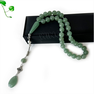 Chapelet Musulman Tasbih en Jade Naturel de Haute Qualité, 33 Perles, 100 % Véritable Pierre Naturelle, Cadeau Islamique Misbaha - Product Image 4