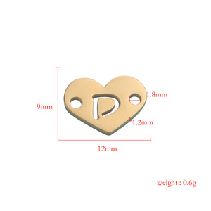 Dijes de Acero Inoxidable Pulido Espejo de 12mm con Doble Agujero, Iniciales de Corazón A-Z para Fabricación de Joyería DIY, Pulseras y Collares - Product Image 6