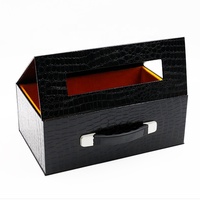 Boîtes d'emballage cadeau de luxe en cuir PU à texture crocodile noir personnalisées Outils écologiques pour chaussures en bois et à vin