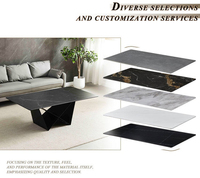 Table de salle à manger rectangulaire en céramique minimaliste OKAY Wholesale avec plateau en pierre frittée et structure en fer en X, table basse de salon