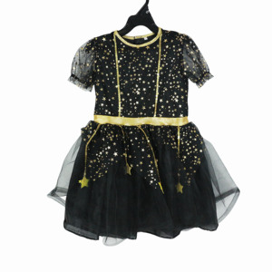 Disfraz <span class=keywords><strong>de</strong></span> <span class=keywords><strong>Bruja</strong></span> Infantil con Tutú Negro y Dorado para Halloween y Fiestas Mágicas - Product Image 1