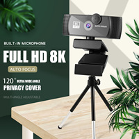 Webcam USB pour PC avec autofocus, couvercle de confidentialité intelligent pour diffusion en direct, mode beauté 2K/4K, lumière d'appoint, vue grand angle HD – En stock