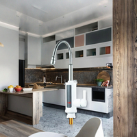 Robinet d'eau électrique à chauffage instantané avec affichage LED de la température, contrôle de la température, plastique, support allemand pour la cuisine, la salle de bain, le garage