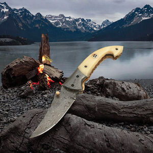 Couteau de poche de chasse pliant Portable en acier damas de qualité industrielle de haute qualité pour hommes OEM manche en bois personnalisable usine de cadeaux - Product Image 3