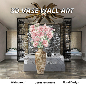 แจกัน3D แบบมีกาวในตัวขนาด120ซม. สติ๊กเกอร์ติดผนังลายดอกไม้พีวีซีพิมพ์ยูวีสำหรับตกแต่งบ้าน - Product Image 2