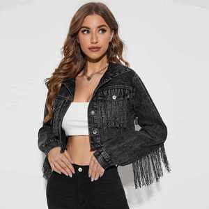 Nouvelle Veste en Jean Courte pour Femme 2025 – Style Tendance avec Franges et Effet Usé – Idéale pour Mariage – Vente Chaude - Product Image 2