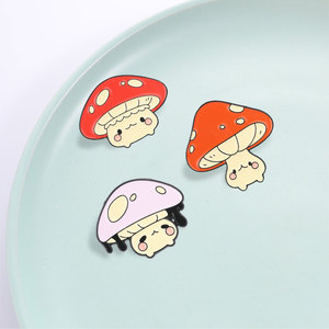 Set Pin Enamel Jamur Kawaii Lucu, Bros Jamur Kartun Menggemaskan Untuk Dekorasi Tas Ransel - Product Image 3