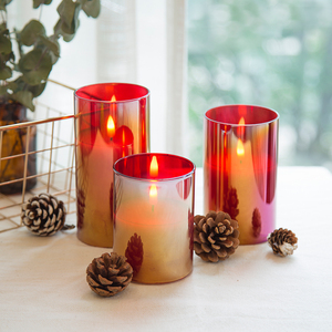 Bán Chạy Nhất 3d Real Flame Pillar <span class=keywords><strong>Red</strong></span> Glass Trang Trí Nội Thất Hẹn Giờ Từ Xa 4 8 Giờ Nến Thơm Không Cháy - Product Image 4