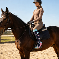 Chaussettes d'équitation en coton personnalisées avec logo, extensibles, respirantes, hautes jusqu'au genou, confortables pour hommes et femmes adultes