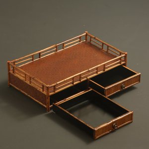 Bamboo Desktop <b>Tea</b> Table With Drawers Small <b>Tea</b> <b>Tray</b> For <b>Tea</b> Ceremony Storage Display Rack Meilu Color Anji Origin - Product Image 3