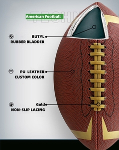 Balón de Fútbol Americano de Cuero PU con Logotipo Personalizado al por Mayor, Balón de Fútbol Profesional de Color, Tamaño 9, Rugby - Product Image 6
