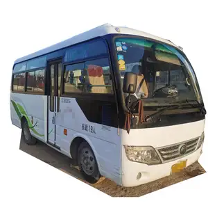 Используемый автобус Yutong ZK6609 дизельный 19-местный автобус для продажи Yuchai двигатель синего цвета в хорошем состоянии автобус
