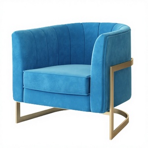 Sofá de Diseño Nórdico para Sala de Estar, Sofá Individual Moderno y Lujoso para Dormitorio, con Estructura Metálica Dorada - Product Image 3