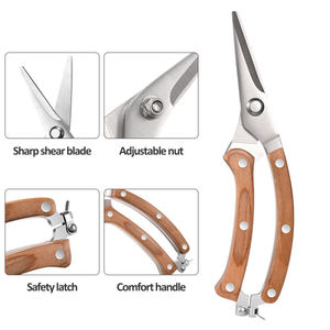 <span class=keywords><strong>Sécateur</strong></span> de jardin professionnel en acier inoxydable avec manche en bois, lame tranchante, écrou réglable et verrou de sécurité pour la taille des arbustes - Product Image 3