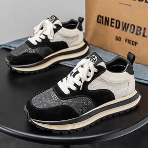 Zapatos Deportivos Casuales de Cuero Genuino para Hombre, Transpirables, con Suela Gruesa, Diseño Versátil que Aumenta la Altura - Product Image 5