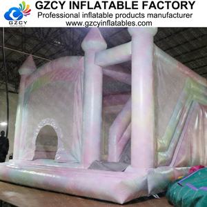 Château gonflable commercial combiné avec des ballons, maison de saut extérieure blanche avec toboggan, en PVC, installation facile - Product Image 4