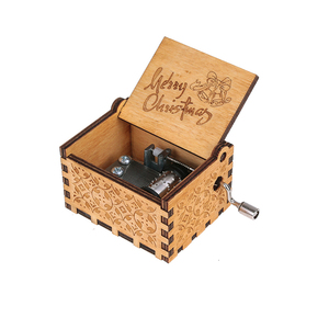 Carillon in legno a manovella classico intagliato per buon natale musica funzionale che suona per regali di festa - Product Image 4