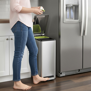 Nuevo y Popular Contenedor de Almacenamiento Vertical de 43L con Cierre Suave, Ecológico, para Cocina, con Doble Compartimento, de Metal - Product Image 1