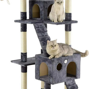 Hoge extra grote kattenboom, kattentoren, condo, kattenhuis voor grote binnenkatten, speel-, krab-, schuil- en klimactiviteitenmeubel met speeltje - Product Image 1