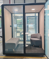 Cabine insonorisée à verre à gradation intelligente utilisée en clinique, se transforme entre les modes transparent et givré en une seconde, bureau