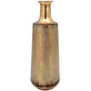 Vase en métal antique de style Art Déco, design en relief, pot décoratif pour sol et table - Product Image 1