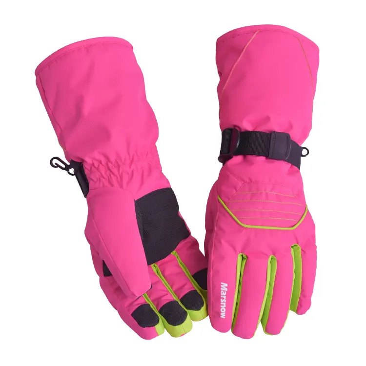 Adult lengthened thickened warm waterproof heated ski gloves women