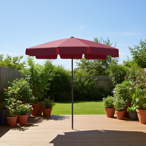 Parasol de terrasse rouge bordeaux en polyester, inclinable, ouverture manuelle, mobilier d'extérieur contemporain - Product Image 2