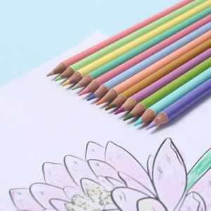 Coffret de crayons de couleur ronds en bois personnalisés, 12 couleurs, style macaron, pour le dessin artistique - Product Image 1