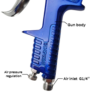 Pistola de Pintura Profesional de Alta Calidad H827 HVLP de 1.4 mm y 600 cc con Alimentación por Gravedad, de Aluminio, Anti-Goteo, OEM - Product Image 4