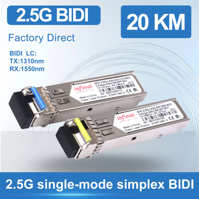 INFINOL SFP BiDi 2.5GGBase (1310nm/1550nm, SMF, 20km, LC, DDM) WDM Transceiver SFP Module