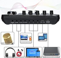 Mezclador de DJ multifuncional profesional, interfaz de Audio de efectos, tarjeta de sonido en vivo para Podcasting