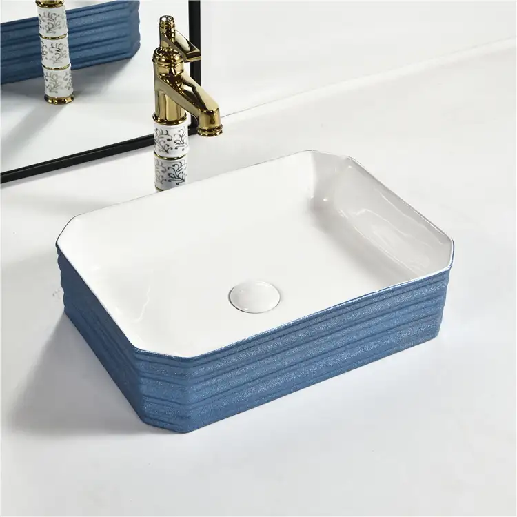 Face Basin Wash Hand Basins Sink White And Gold Luxury Golden Rectangular Art Washbasins Face Hand Wash Basin Countertop Ceramic Gold Basin Sink For Bathroom