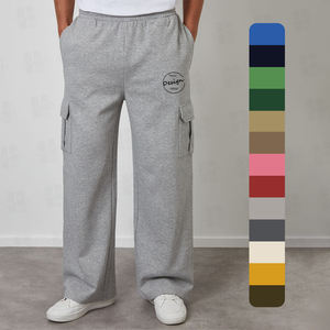 Pantalones de Chándal de Cintura Elástica de Diseño Personalizado al por Mayor, Pantalones Cargo de Algodón Suave Casuales de Pierna Ancha para Hombre - Product Image 1